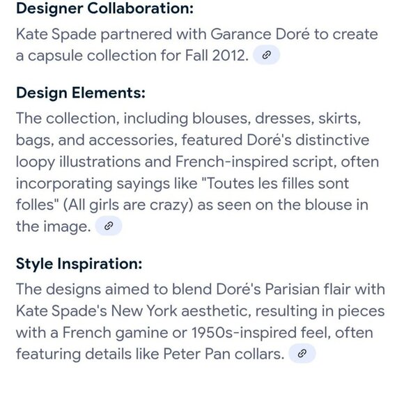 Kate Spade X Garance Doré Designer Capsule Collection NYC Paris Rare Silk Size 4 - Picture 7 of 7